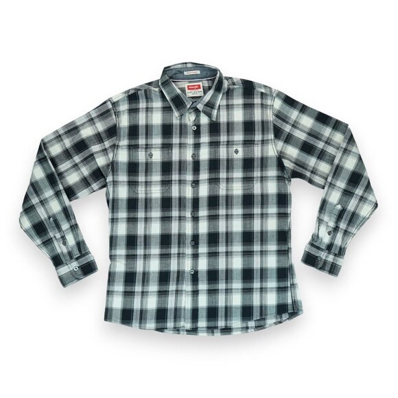 Wrangler Shirt Mens Size L Black Plaid Flex for Comfort‎ Long Sleeve Western - Picture 1 of 4